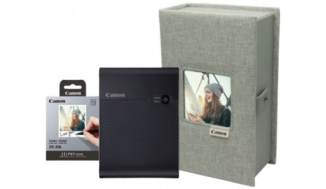 Canon photo printer + фотобумага Selphy Square QX10 Premium Kit, черный