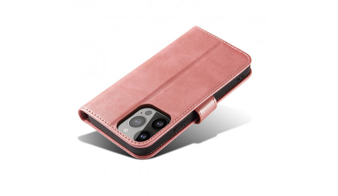 Magnet Case elegant bookcase type case with kickstand for iPhone 13 Pro pink