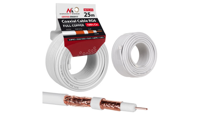 Cable coaxial Maclean MCTV-470 (25m ; white color)