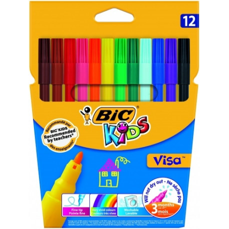 BIC Felt tip pens KIDS VISA, 12 colours 002758
