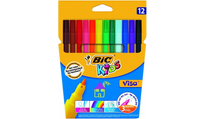 BIC Felt tip pens KIDS VISA, 12 colours 002758