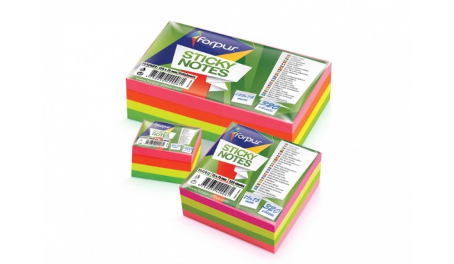 Sticky Notes Forpus, Neon, 75x75mm, assorted, cube (1x320)  0717-112