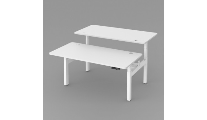 Double height adjustable table Up Up, white frame, electric 2x2 motor height adjustment,