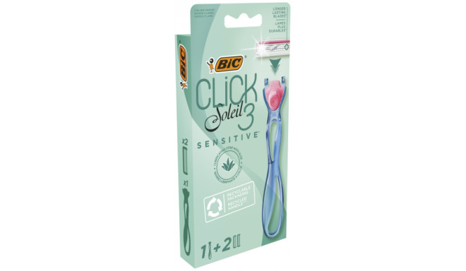 BIC Sisteminis skustuvas ir keičiamos galvutės SOLEIL CLICK Sensitive (1+2 vnt.)