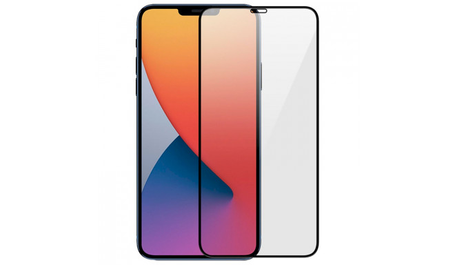 Fusion Full Glue 5D Tempered Glass Aizsargstikls Pilnam Ekrānam Apple iPhone 12 Pro Max Melns
