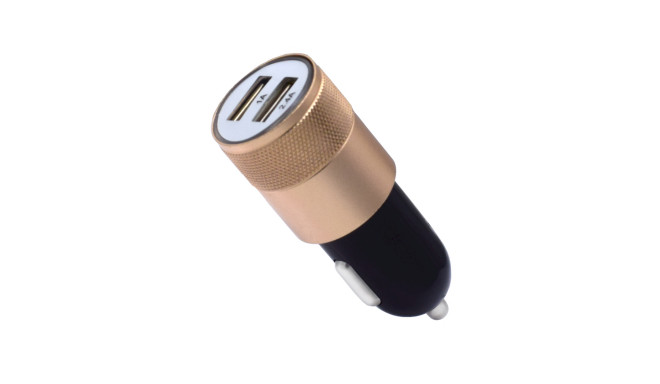Goodbuy M-06 alumīnija automašīnas lādētājs 2x USB | 2.4A zelta