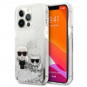 Karl Lagerfeld Liquid Glitter Karl & Choupette - Case for iPhone 13 Pro Max (Silver)