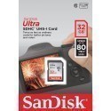 Sandisk memory card SDHC 32GB Ultra 80MB/s Class 10 UHS-I