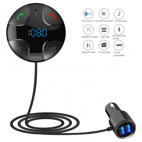 4smarts Bluetooth FM Transmiter / Auto Ladētājs ar Bluetooth 5.0 / Micro-SD / USB