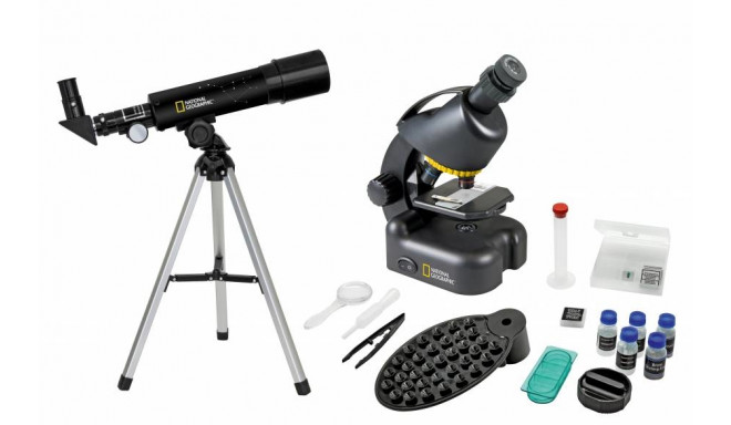 Komplekts kompakts teleskops + mikroskops