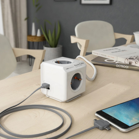 Allocacoc PowerCube Extended USB Rood 1,5m Kabel