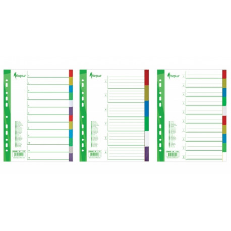 Divider Forpus, A4, 1-12 colors, plastic