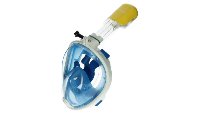 Caruba Full Face Snorkel Masker Dual Air Afneembaar + Action Cam Mount (Blauw S / M)