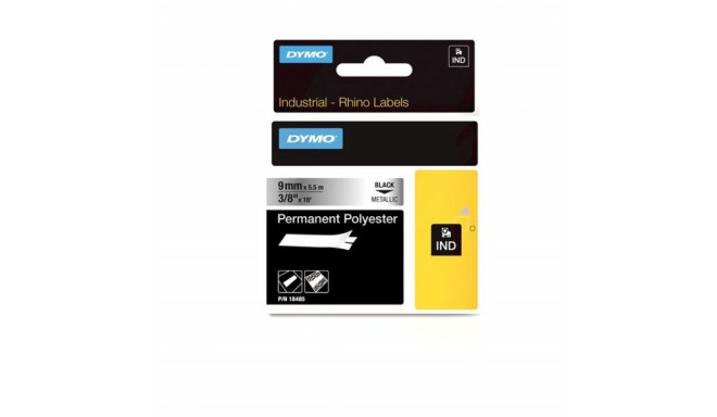 DYMO Rhino polüesterteip 9 mm x 5,5 m / must metallik (18485)
