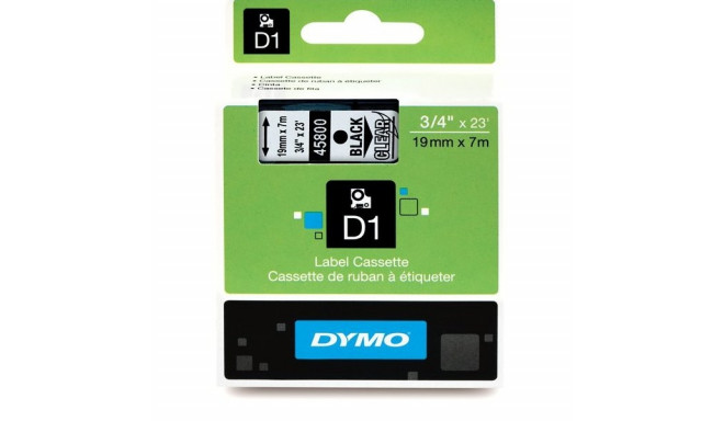 DYMO D1 lint 19mm x7m / must läbipaistval peal (45800 / S0720820)