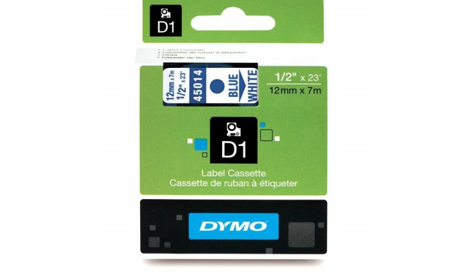 DYMO D1 objektīvs 12 mm x 7 m / zila uz balta (45014 / S0720540)