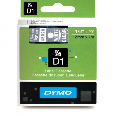 DYMO S0720600 D1 Juostelė 12mm x 7m (skaidri / baltas šifras)