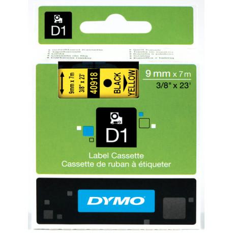 DYMO D1 lint 9 mm x 7 m / must kollasel (40918 / S0720730)