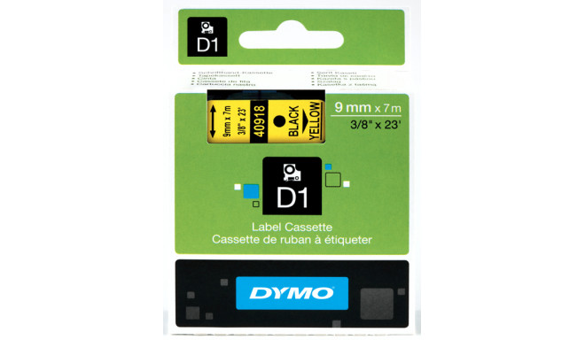 DYMO S0720730 D1 Juostelė 9mm x 7m (geltona / juodas šifras)