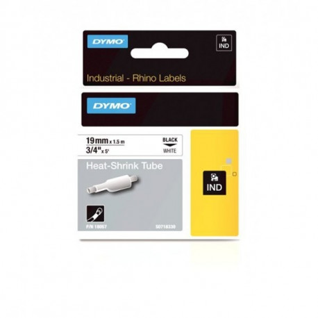 DYMO 18057 RHINO Termo vamzdelis 19mm x 1,5m (balta / juodas šifras)