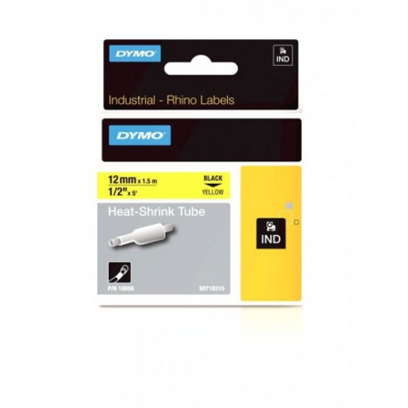 DYMO Rhino Thermal toru 12mm x 1,5m / must kollasel (18056)