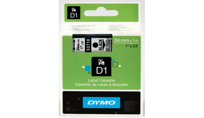 DYMO D1 lint 24mm x7m / must läbipaistval peal (53710 / S0720920)