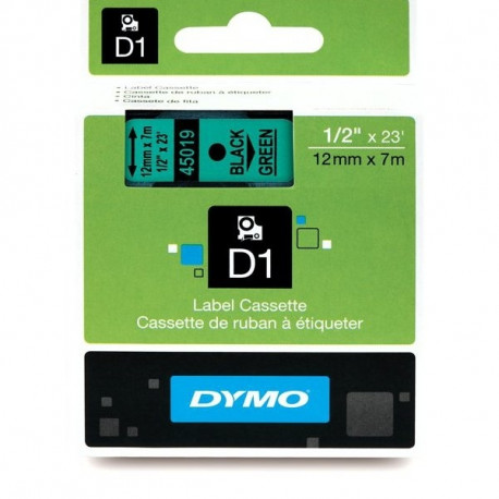 DYMO D1 Juostelė 12mm x7m / juodas ant žalios (45019 / S0720590)