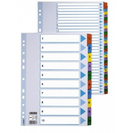 Divider Esselte Mylar, A4, numbers 1-12, color