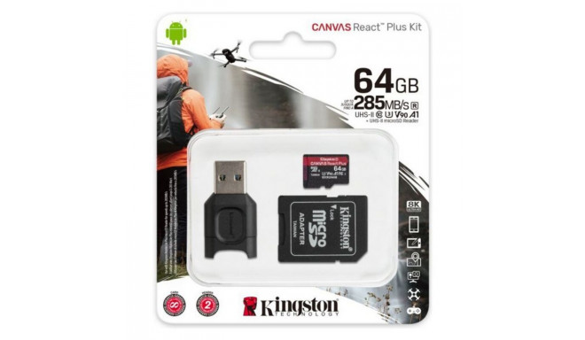 Micro SD Memory Card with Adaptor Kingston MLPMR2/64GB 285 MB/s