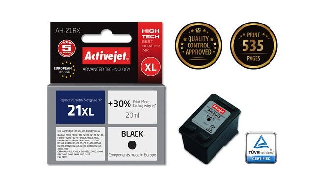 Activejet AH-21RX ink for HP printer, HP 21XL C9351A replacement; Premium; 20 ml; black