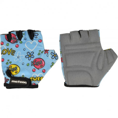 Cycling gloves Meteor Junior Kiss Love blue do not exhibit (S)