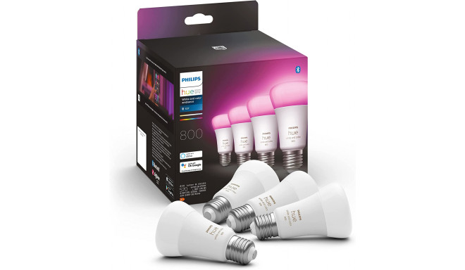 Philips Hue E27 pack of four 4x570lm 60W - White & Col. Amb.