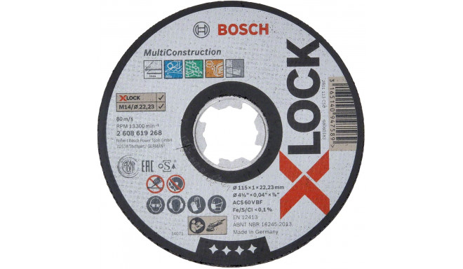 Bosch cutting disc X-LOCK Rapido Multi Material 115mm straight (115 x 1 x 22.23mm)