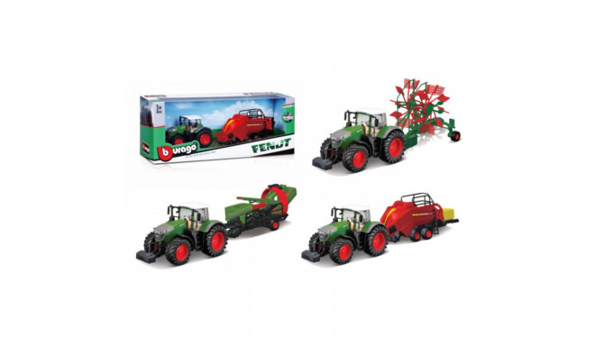 BBURAGO 10cm farm tractor with accessories, assort., 18-31850