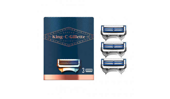GILLETTE KING neck razor blades x 3 cartridges