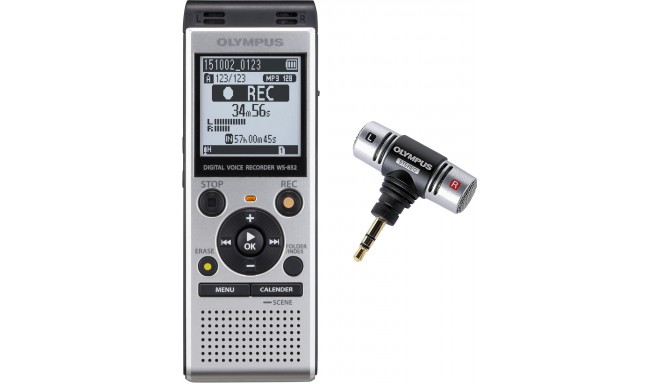 Olympus  диктофон WS-852 + микрофон, серебристый