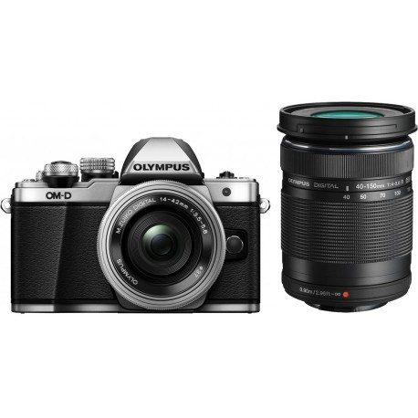 Olympus OM-D E-M10 Mark II + 14-42mm + 40-150mm Kit, hõbedane