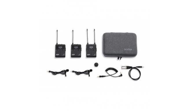 Godox UHF Wireless & Lavalier Microphone dubbelkit (2x TX1 /1x RX1 /2x LMS 12 AXL)