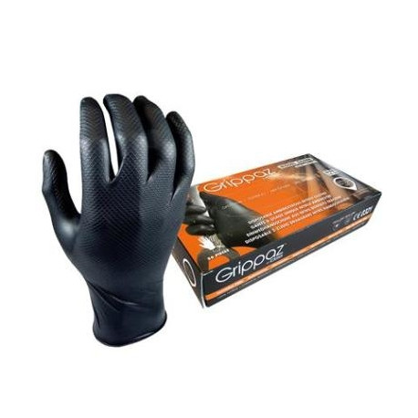 Disposable nitrile gloves M-Safe Grippaz 246BK, 50pcs box, 0,15mm thick, black, size 8/M