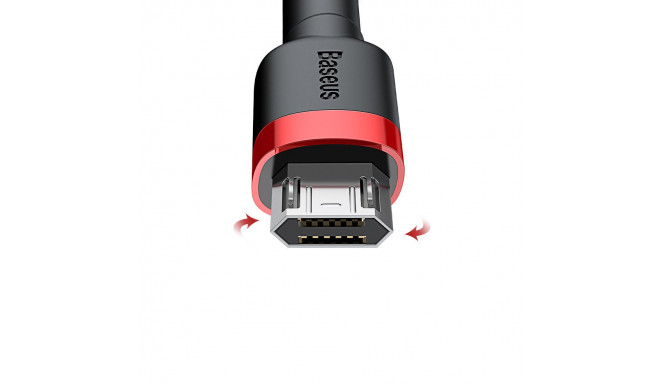 Baseus Cafule kaabel vastupidav nailonist punutud juhe USB | micro USB 2A 3M must-punane (CAMKLF-H91