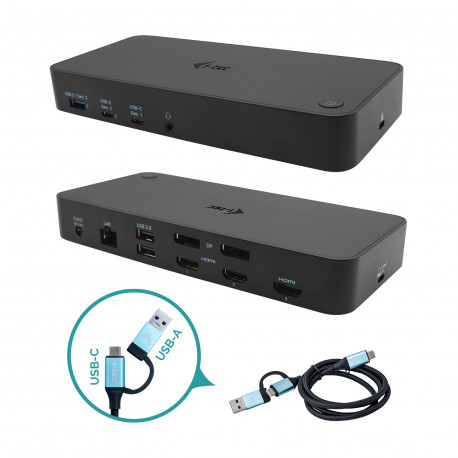i-tec USB 3.0 / USB-C / Thunderbolt 3x 4K dokkimisjaam 2x DP 3x HDMI LAN audio 3x USB-A (1x10Gb/s) 2