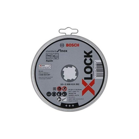 Bosch cutting disc X-LOCK Standard for Inox 125mm straight (10 pieces, 125 x 1 x 22.23mm)