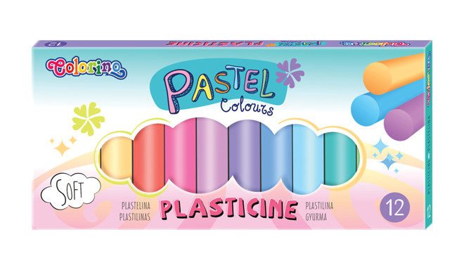 Colorino Pastel plasticine 12 colours round