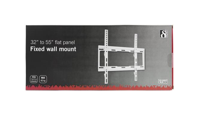 DELTACO wall mount for TV / screen, 32-55 ", max 40 kg , VESA 75x75 to 400x400mm, white ", fixed / A