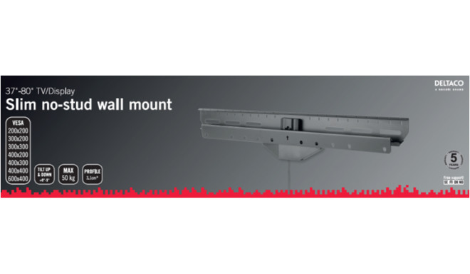 DELTACO TV / Monitor wall mount, 37 "-80", 3.1 cm profile, VESA, blac / ARM-465