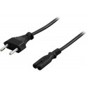 DELTACO cable, straight CEE 7/16 to straight IEC 60320 C7 , max 250V / 2.5A, 0.5m, black / DEL-109A-