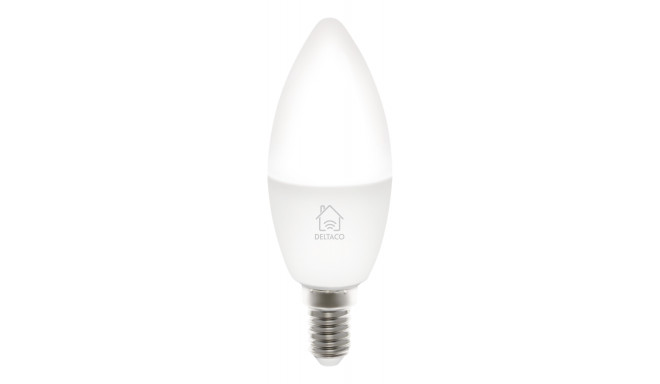 DELTACO SMART HOME LED lamp, E14, WiFI 2.4GHz, 5W, 470lm, dimmable, 2700K-6500K, 220-240V, white / S