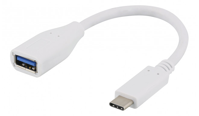 Adapter DELTACO USB 3.1 C Type C male - Type A female, 15cm, white / USBC-1205