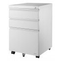 Mobile cabinet DELTACO OFFICE with lock and 3-drawers, swivel castors, white / DELO-0160