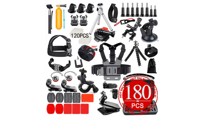 Fusion 180 in 1 accessories set for action cameras | GoPro | HERO9 | Xiaomi YI | EKEN | OSMO | Mount